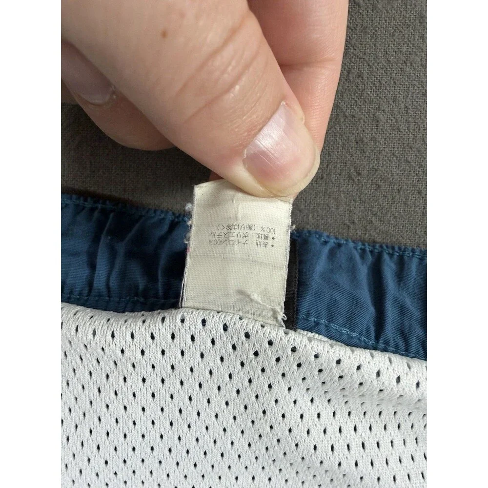 Vtg Patagonia Belted River Baggies Swim Trunks Blue Mesh Lined Wave Logo RARE L